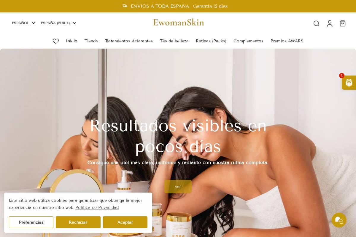 ewomanskin.com homepage screenshot