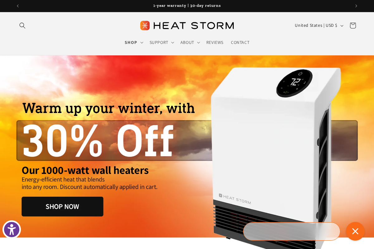 Heat Storm homepage screenshot