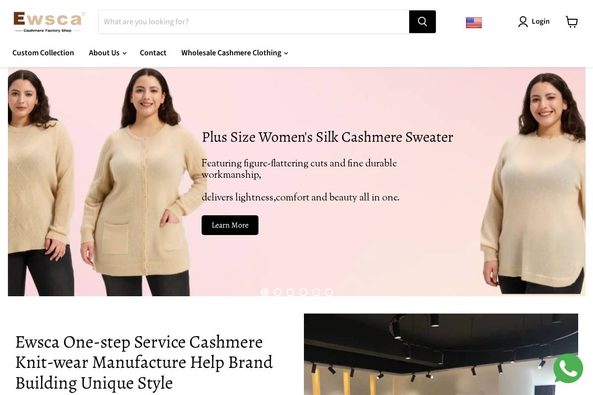 ewsca-cashmereshop.com homepage screenshot
