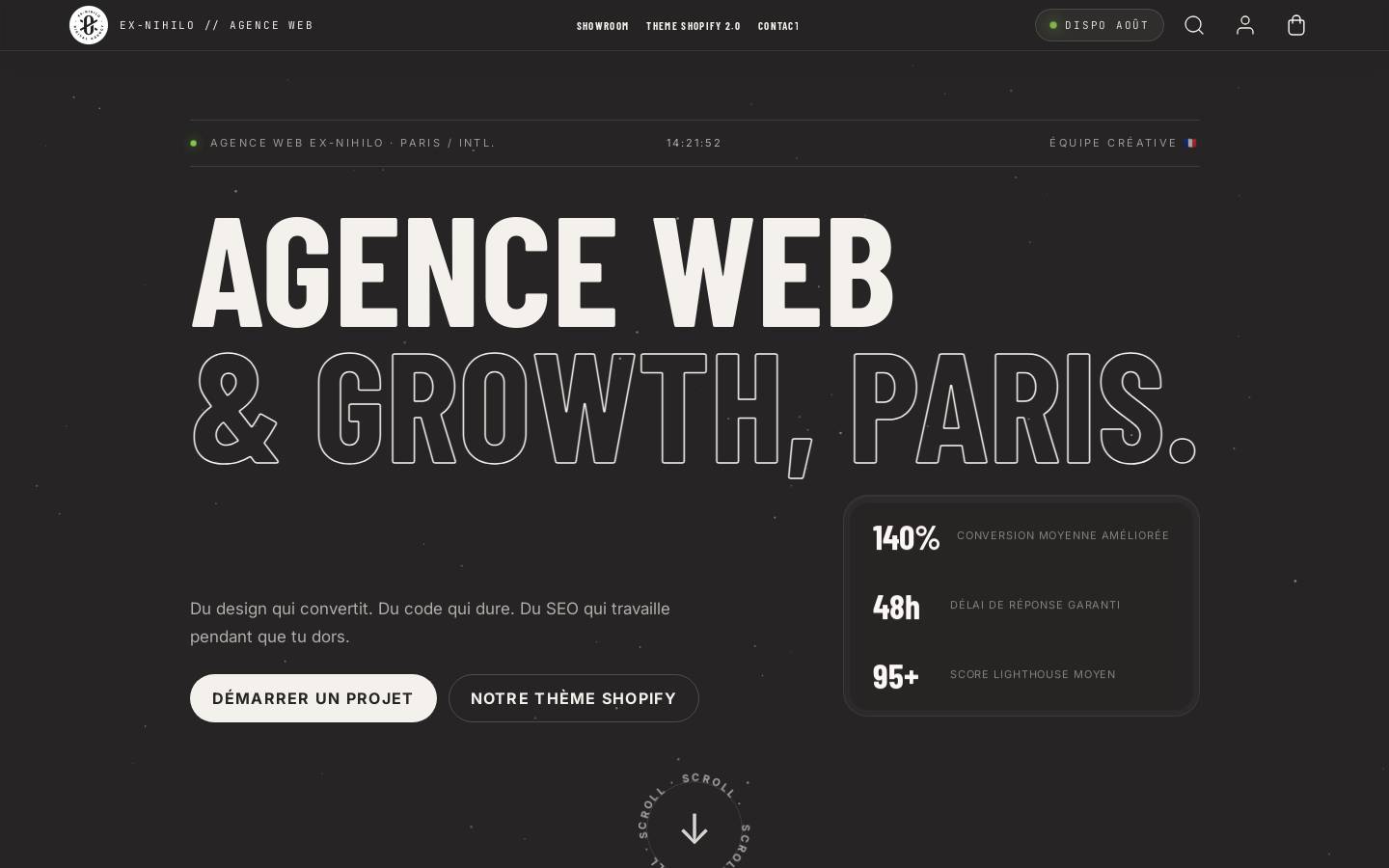 ex-nihilo.agency homepage screenshot