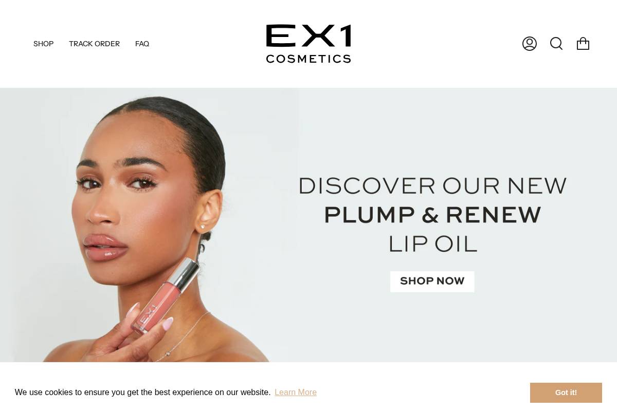 EX1 Cosmetics homepage screenshot