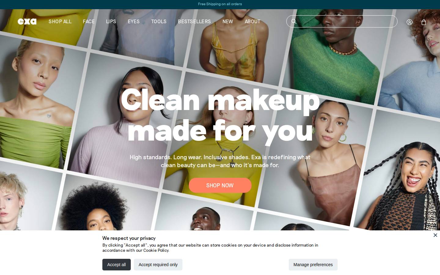 exabeauty.com homepage screenshot