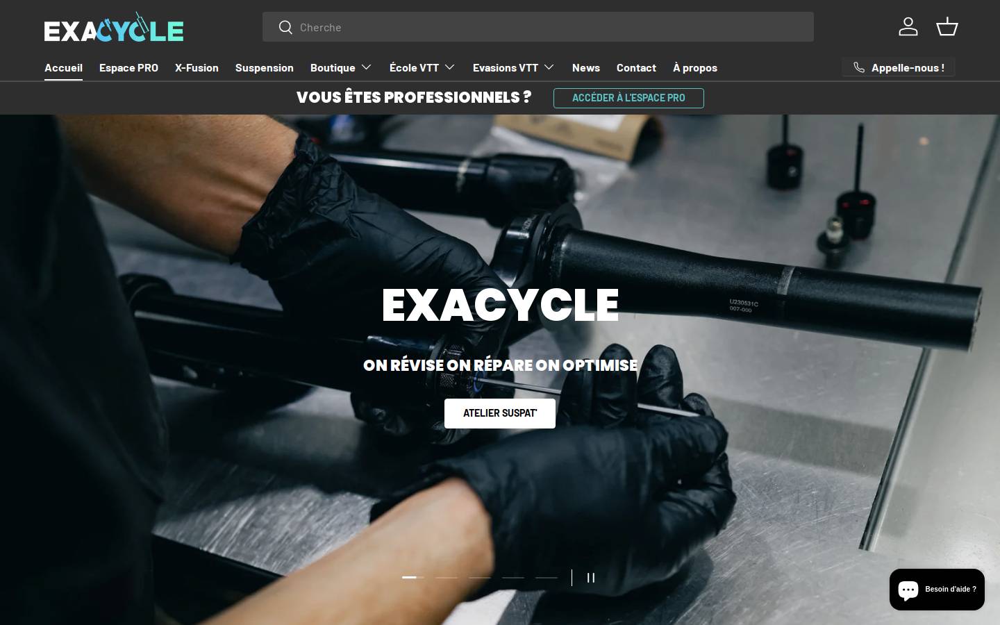 exacycle.com homepage screenshot