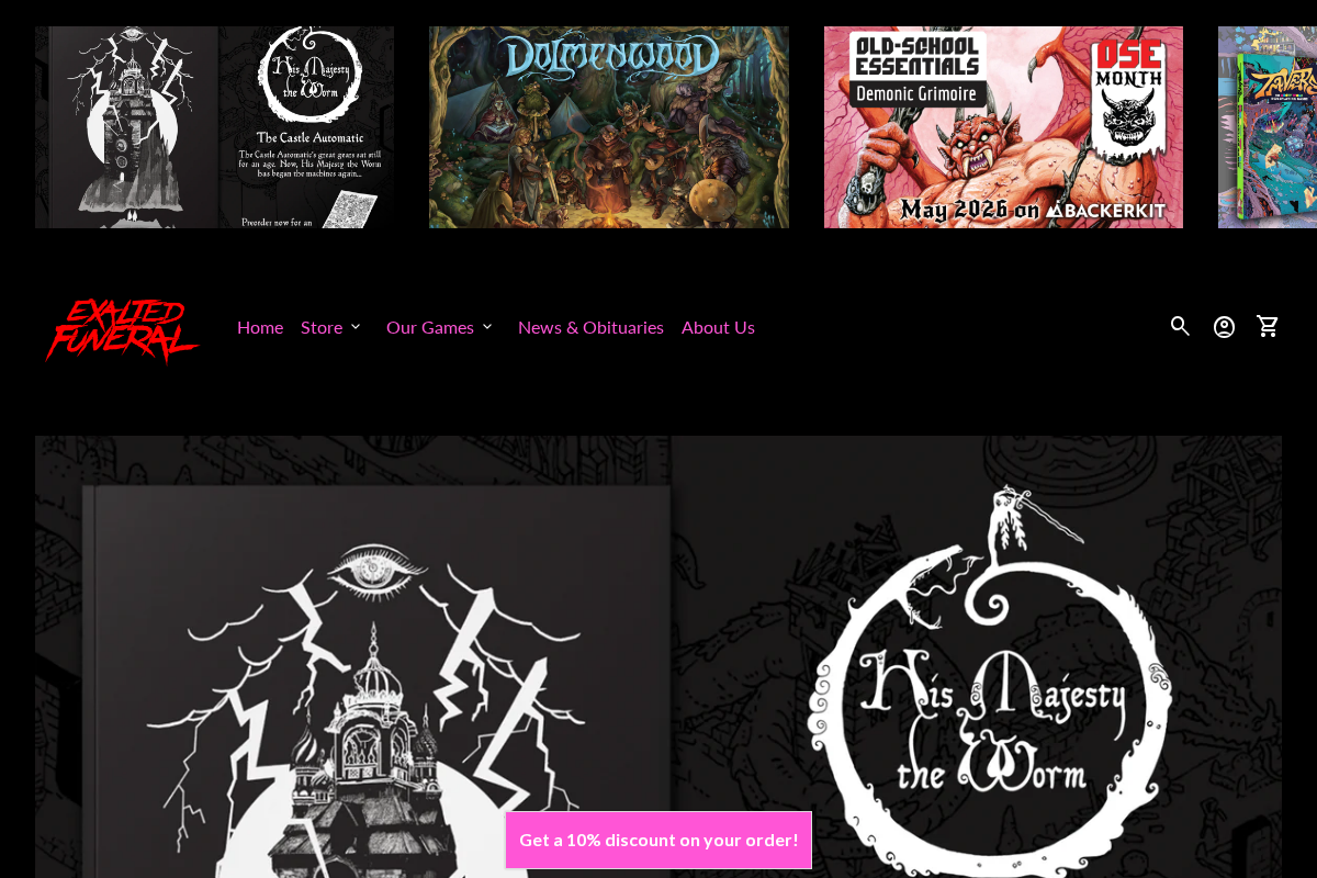 Exalted Funeral homepage screenshot