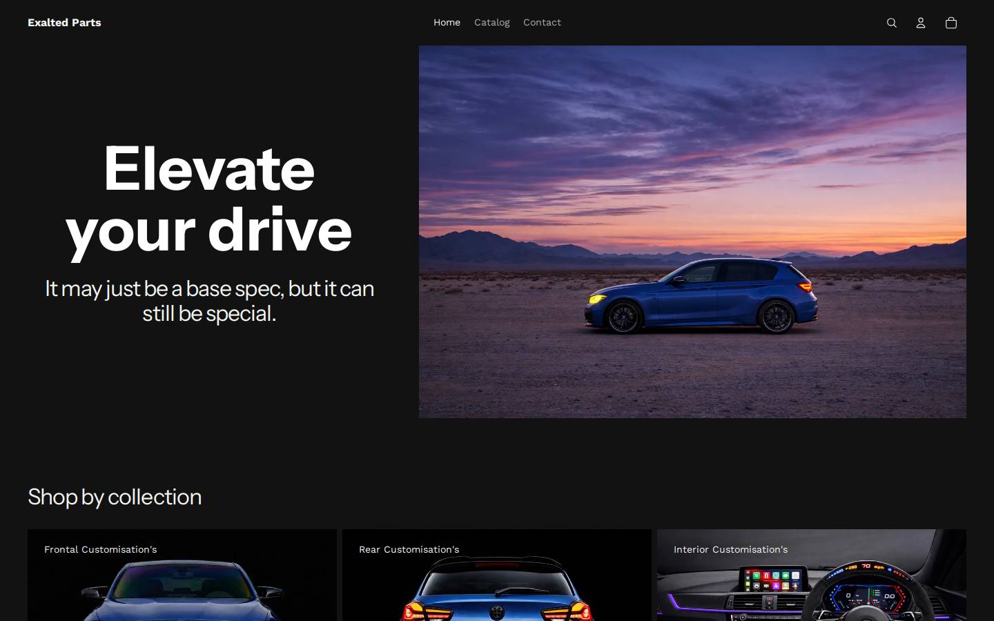 exaltedparts.com homepage screenshot