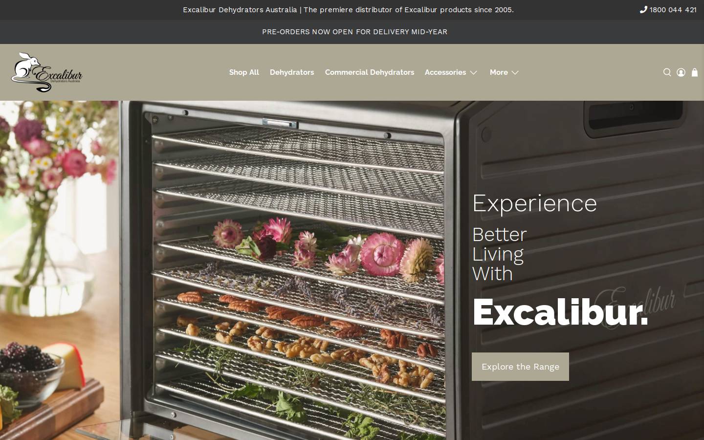 excaliburdehydratorsaustralia.com homepage screenshot