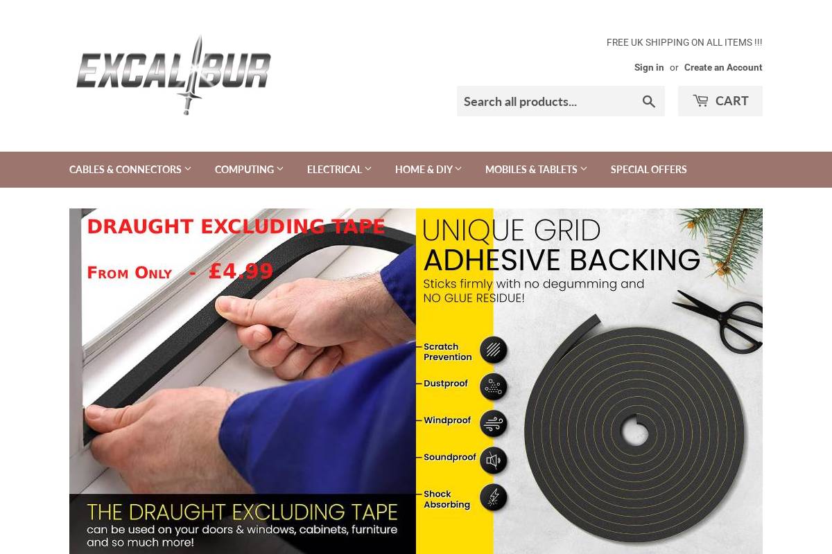 Excalibur homepage screenshot