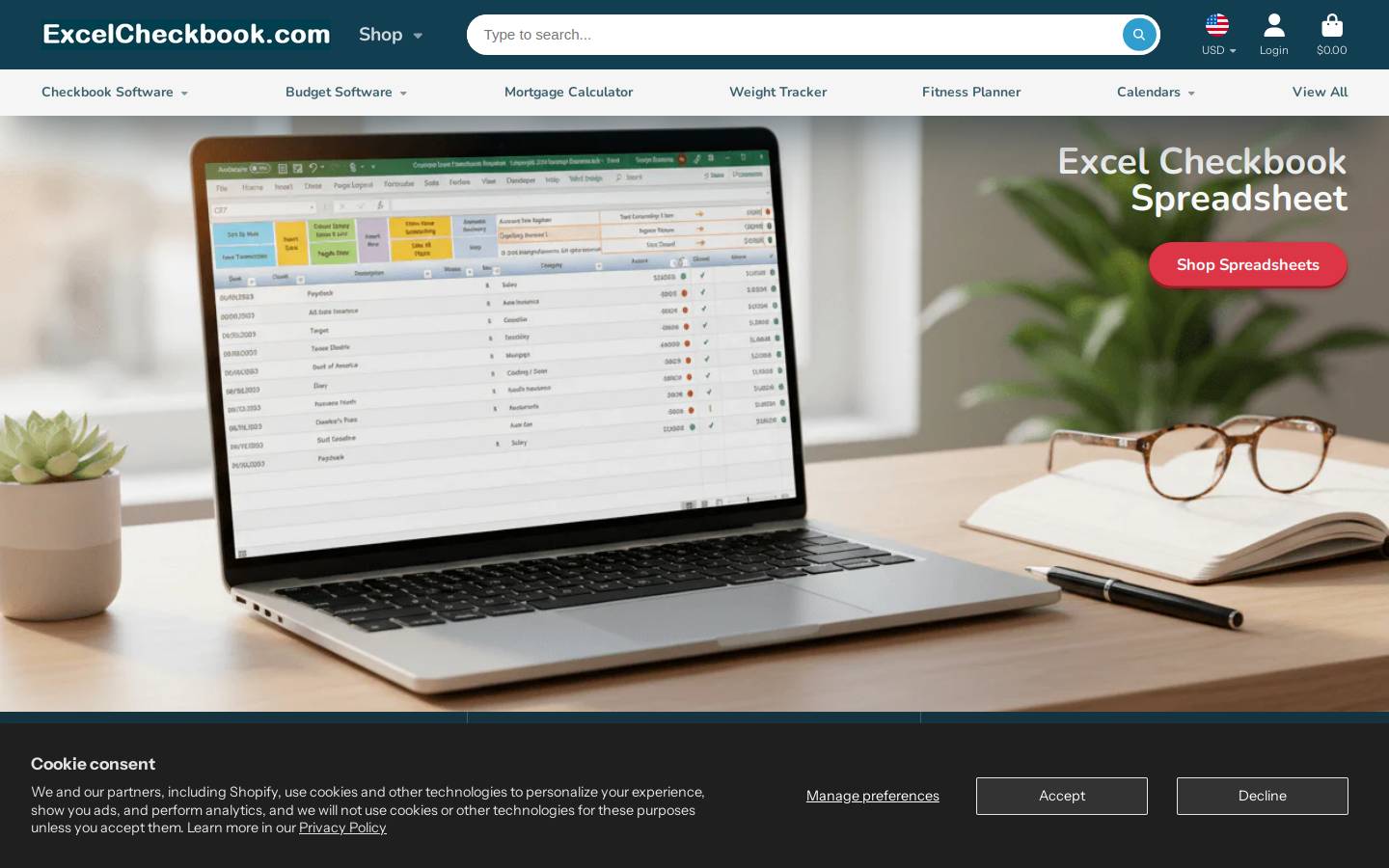 excelcheckbook.com homepage screenshot