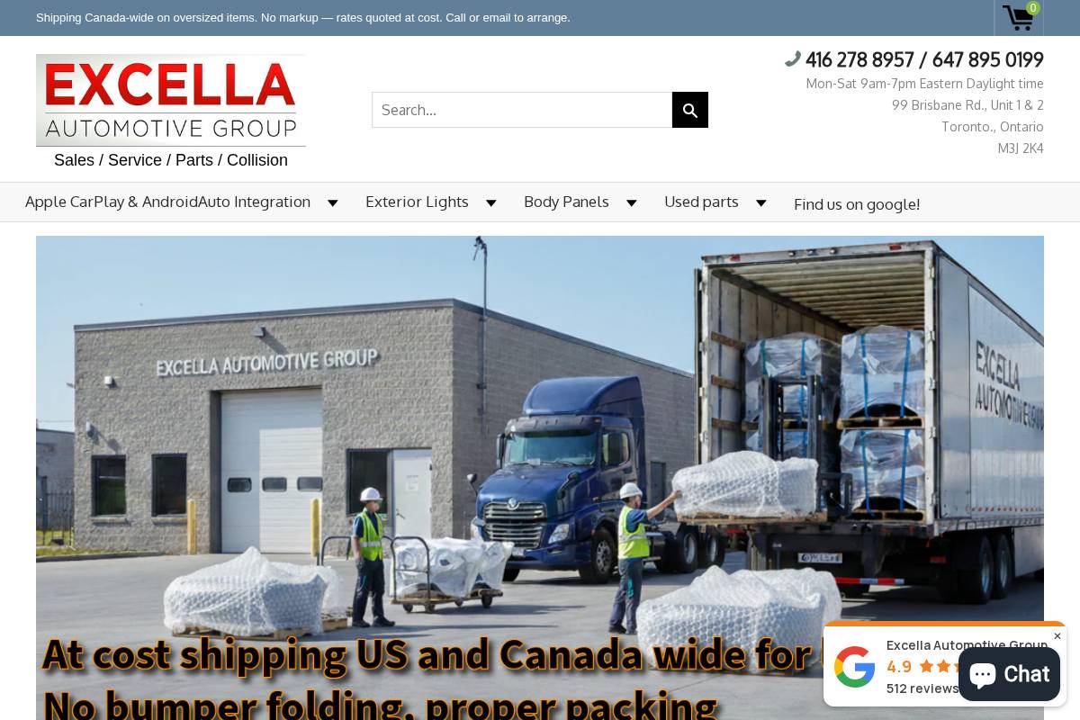 excellaautomotiveshop.com homepage screenshot