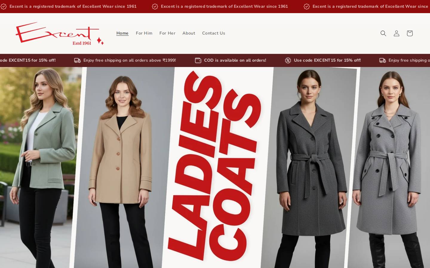 excent.in homepage screenshot
