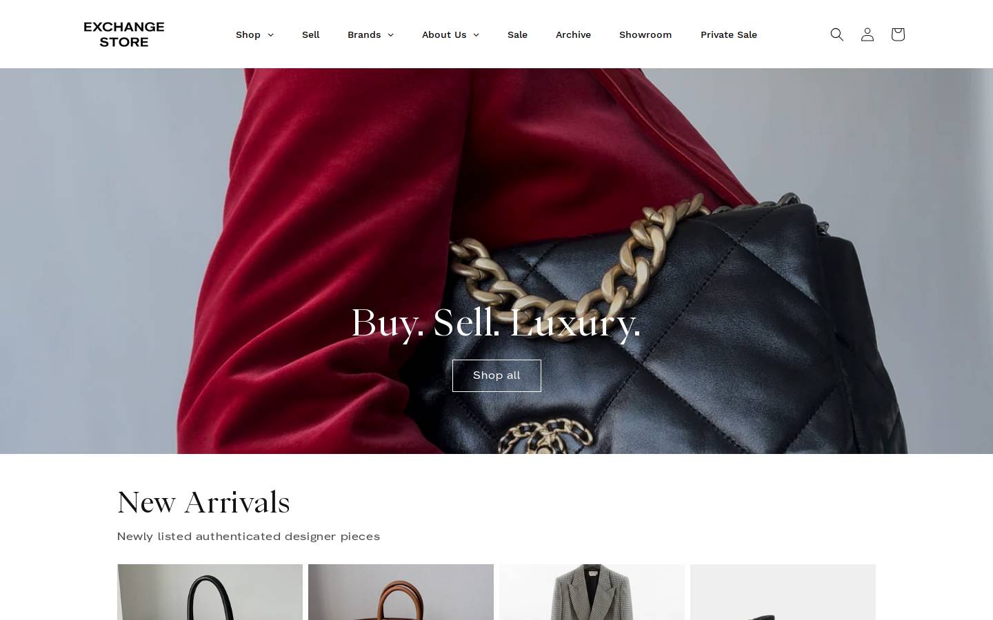 exchange-store.com homepage screenshot
