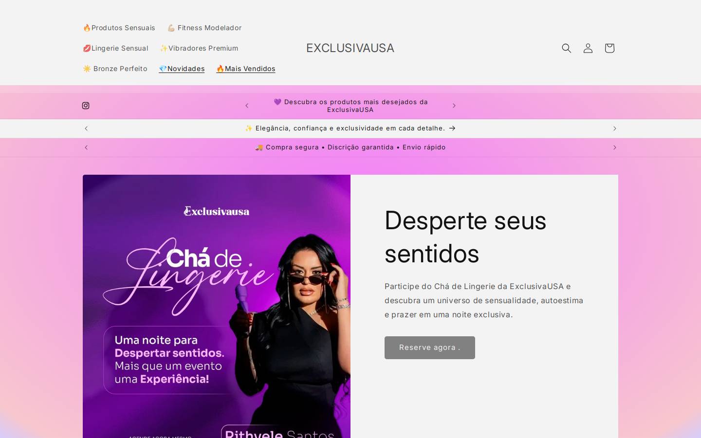 exclusivausa.com homepage screenshot