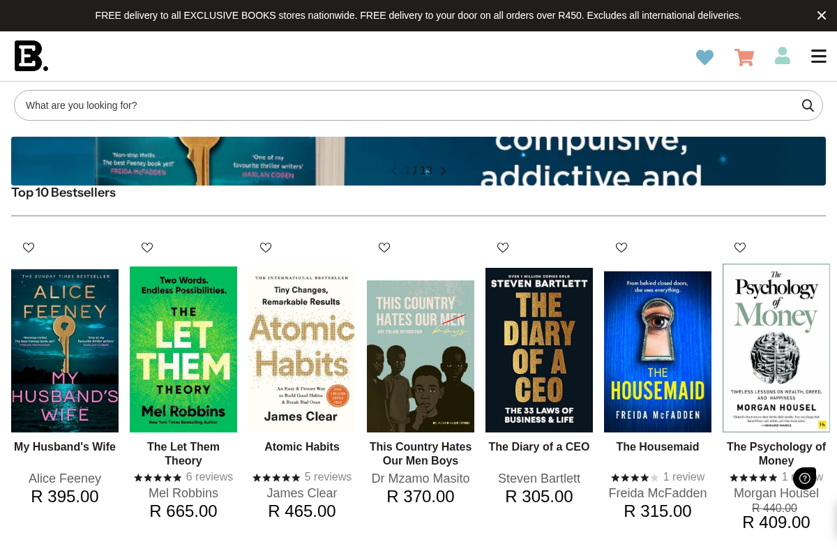Exclusive Books Online homepage screenshot