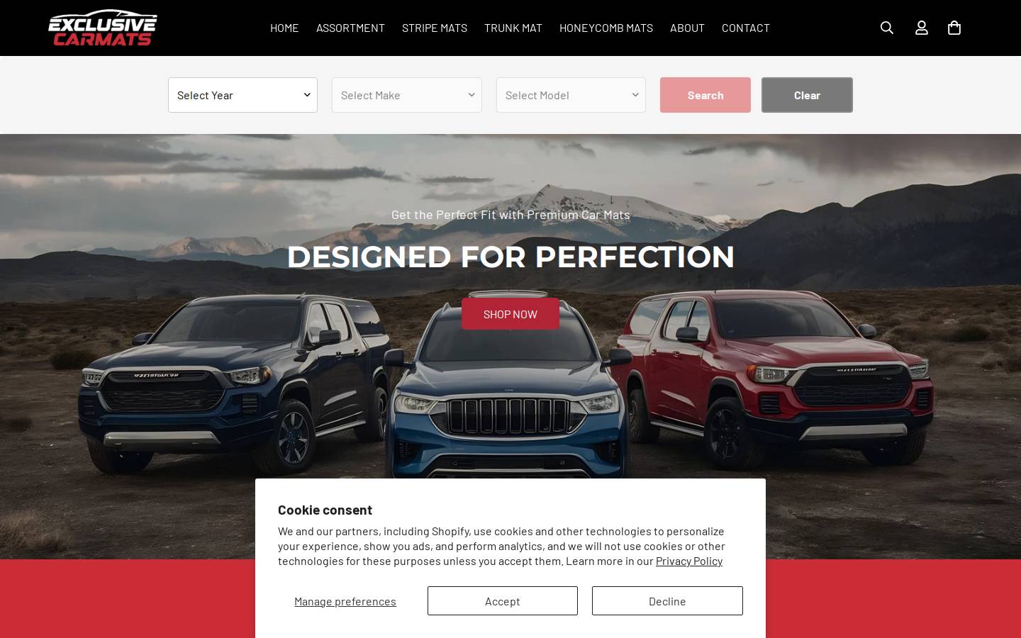 exclusivecarmats.com homepage screenshot