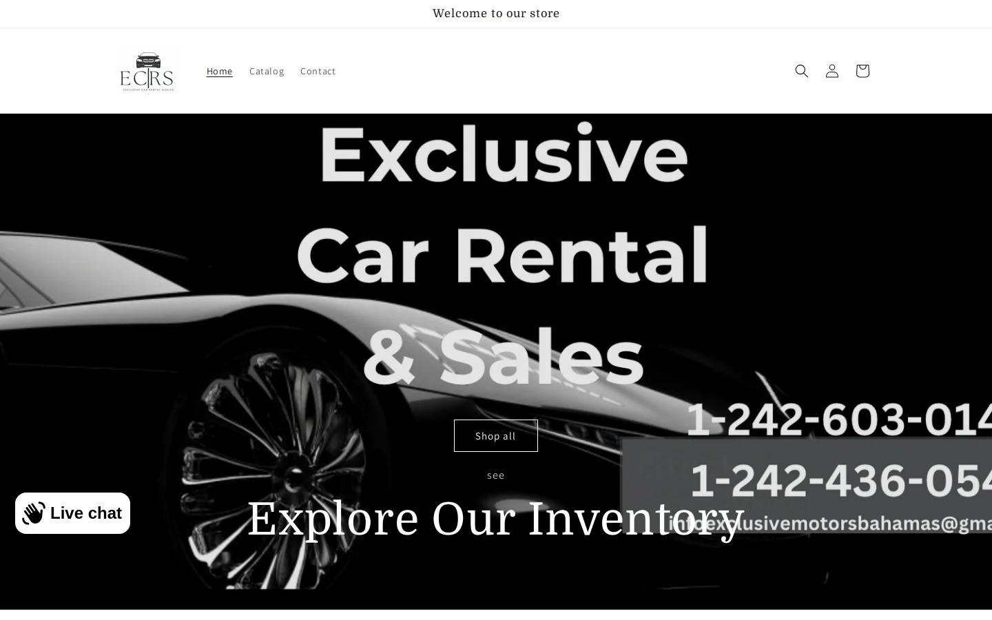 exclusivecarsandparts.com homepage screenshot