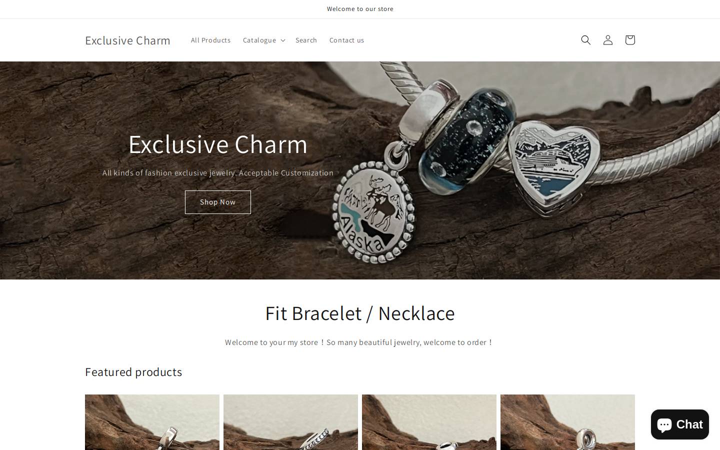 exclusivecharm.com homepage screenshot
