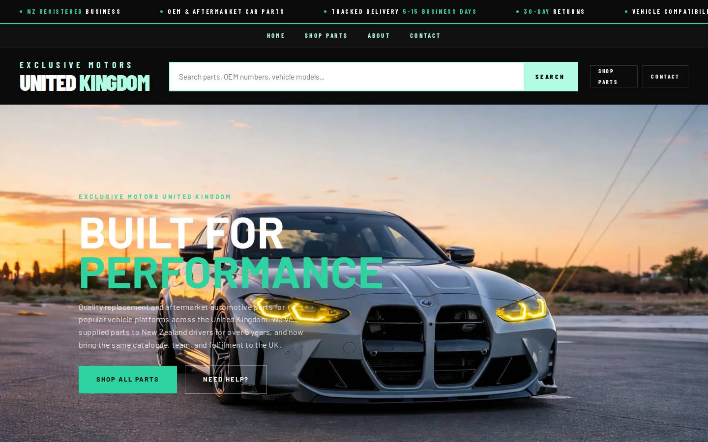 exclusivemotorsunitedkingdom.com homepage screenshot
