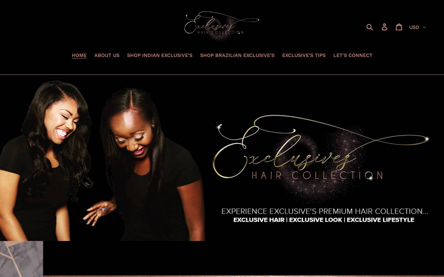 exclusiveshaircollection.com homepage screenshot