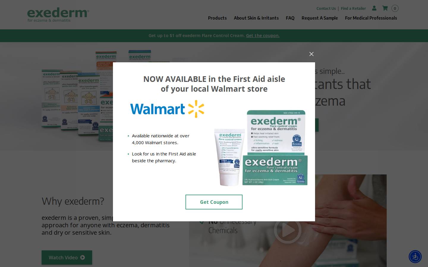 Exederm homepage screenshot
