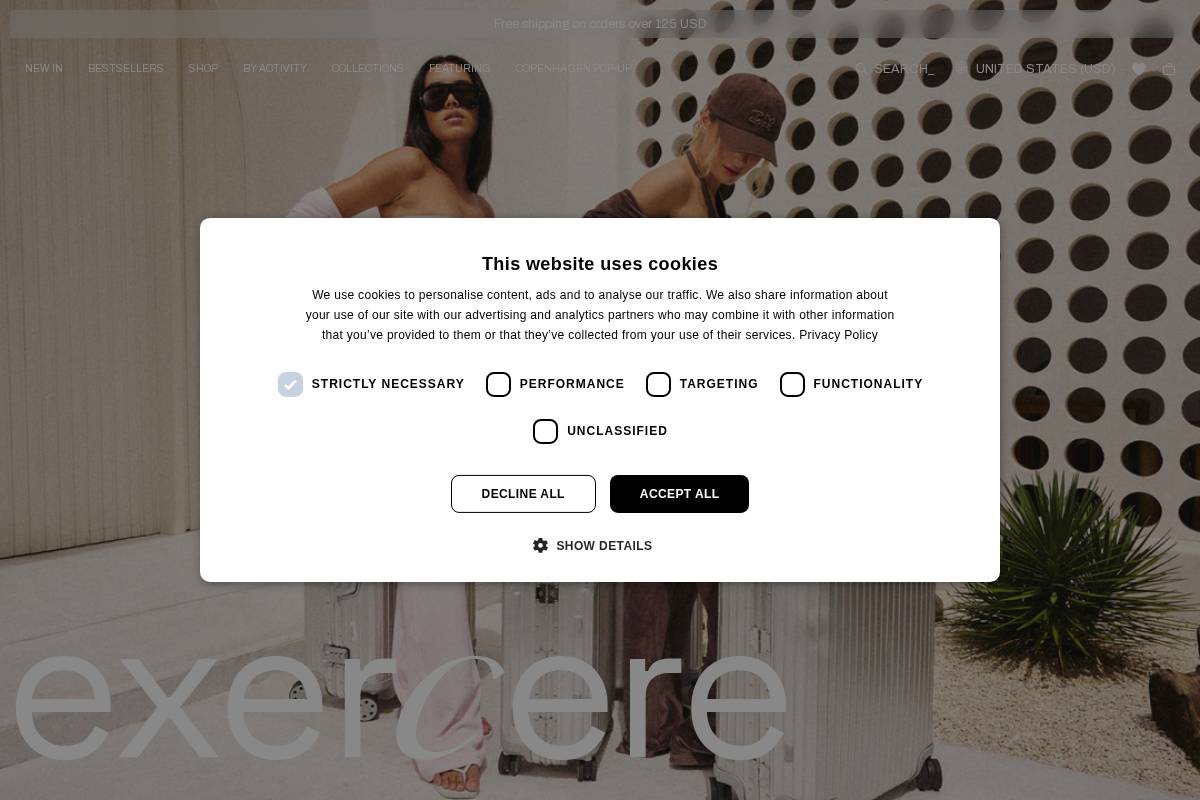 Exercere homepage screenshot