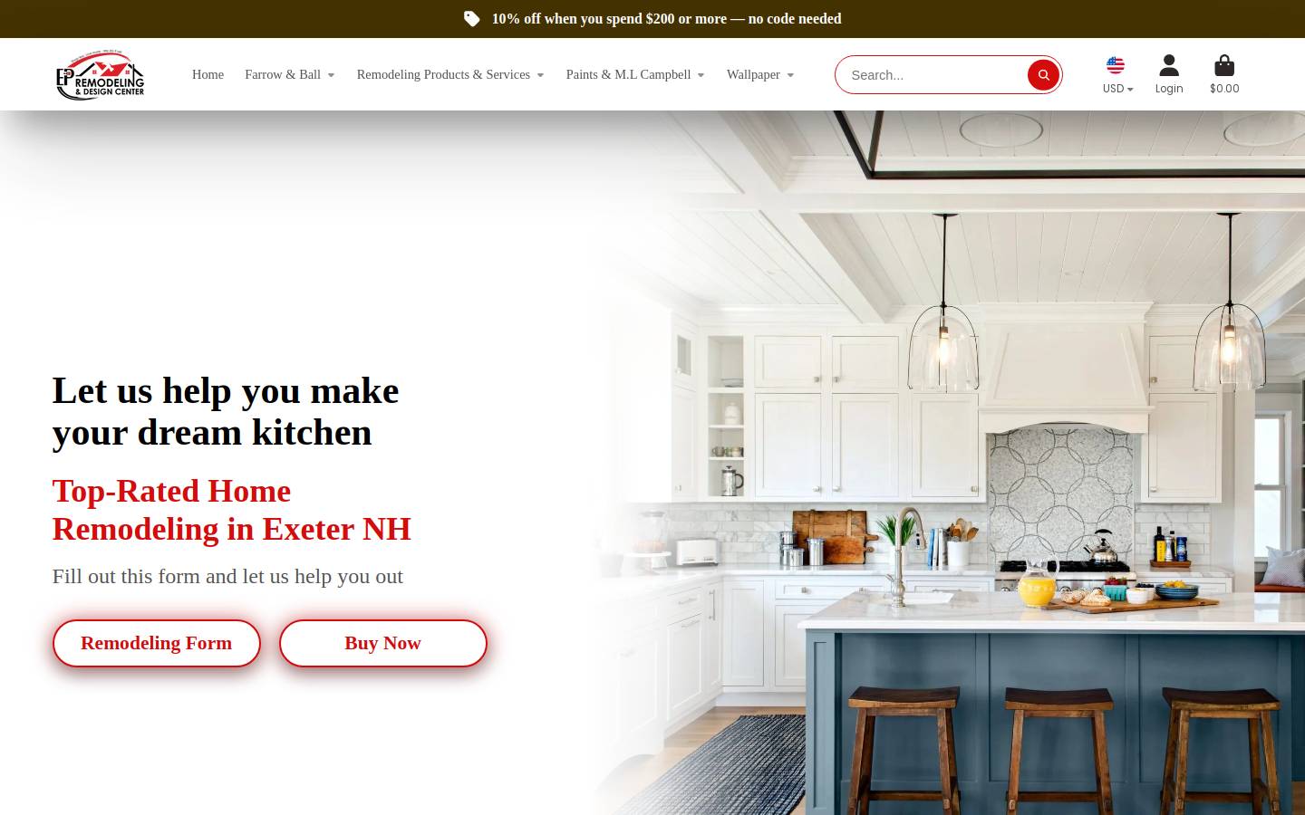 exeterpaintstores.com homepage screenshot