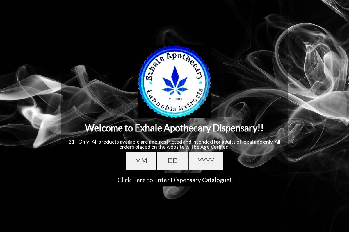 Exhalecbdapothecary homepage screenshot