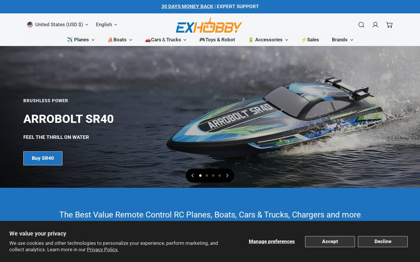EXHOBBY homepage screenshot