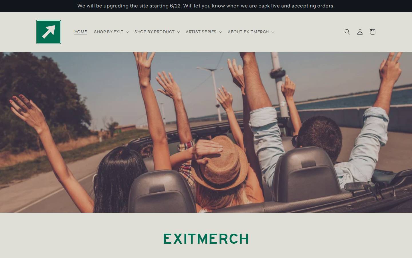 exitmerch.com homepage screenshot