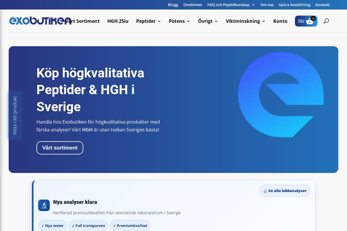 exobutiken.com homepage screenshot