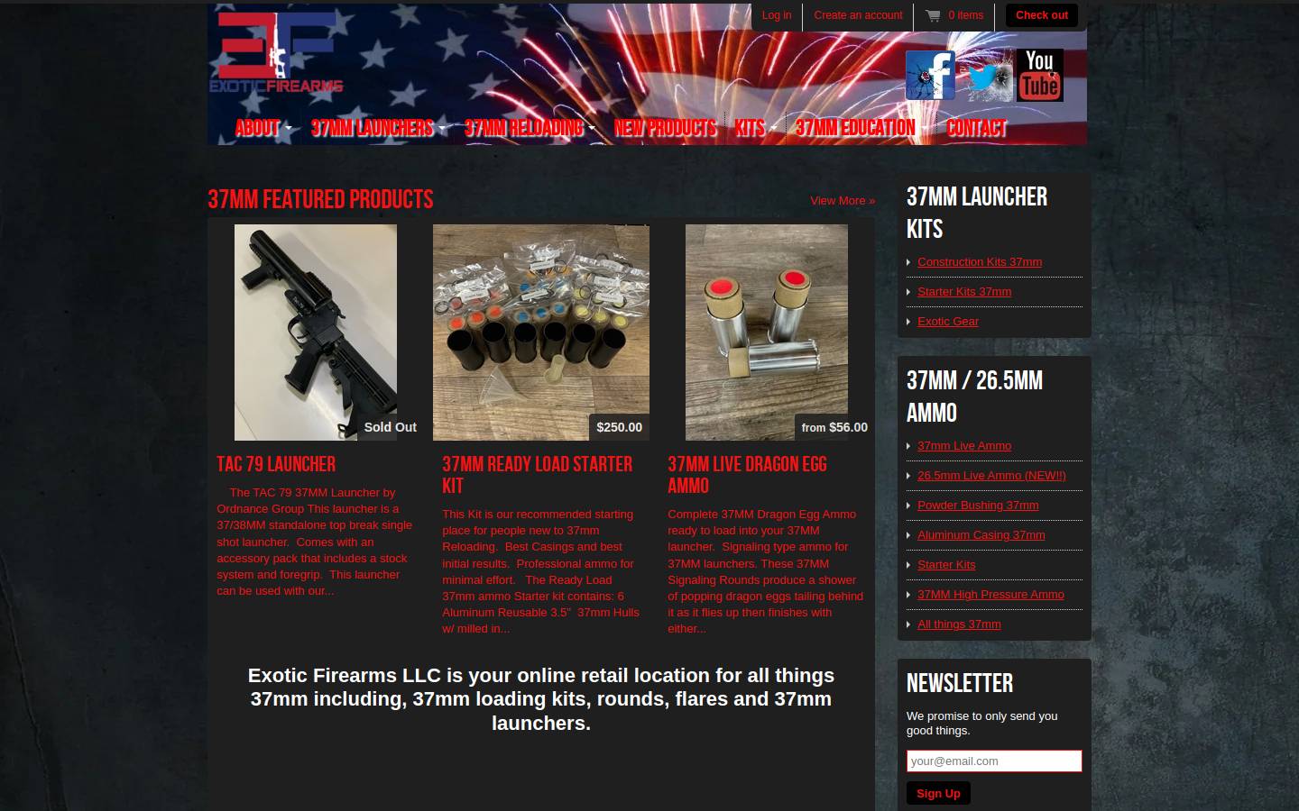 exotic-firearms.com homepage screenshot