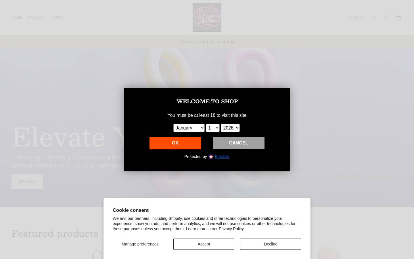 exoticartshhh.com homepage screenshot