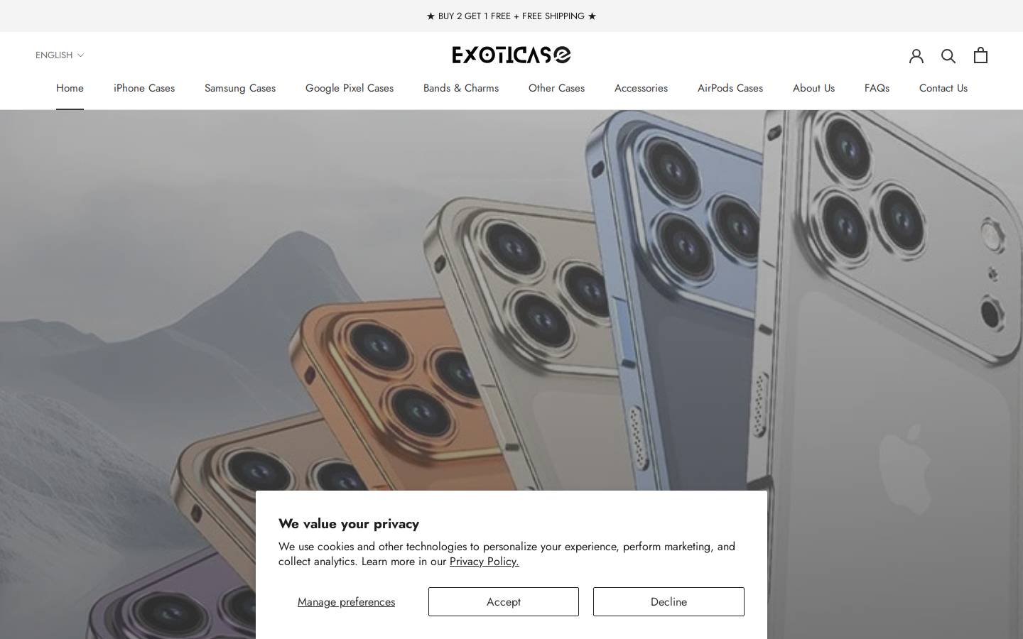 exoticase.com homepage screenshot