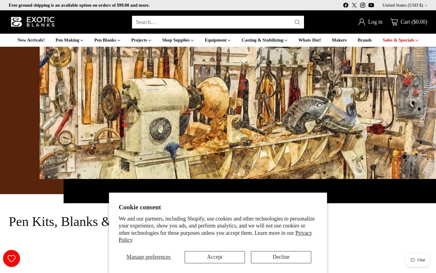exoticblanks.com homepage screenshot