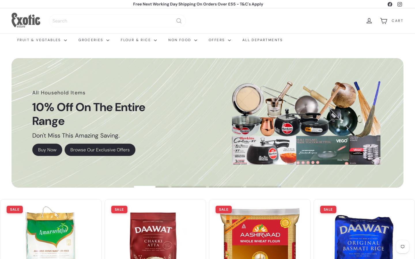 ExoticEstore.com homepage screenshot