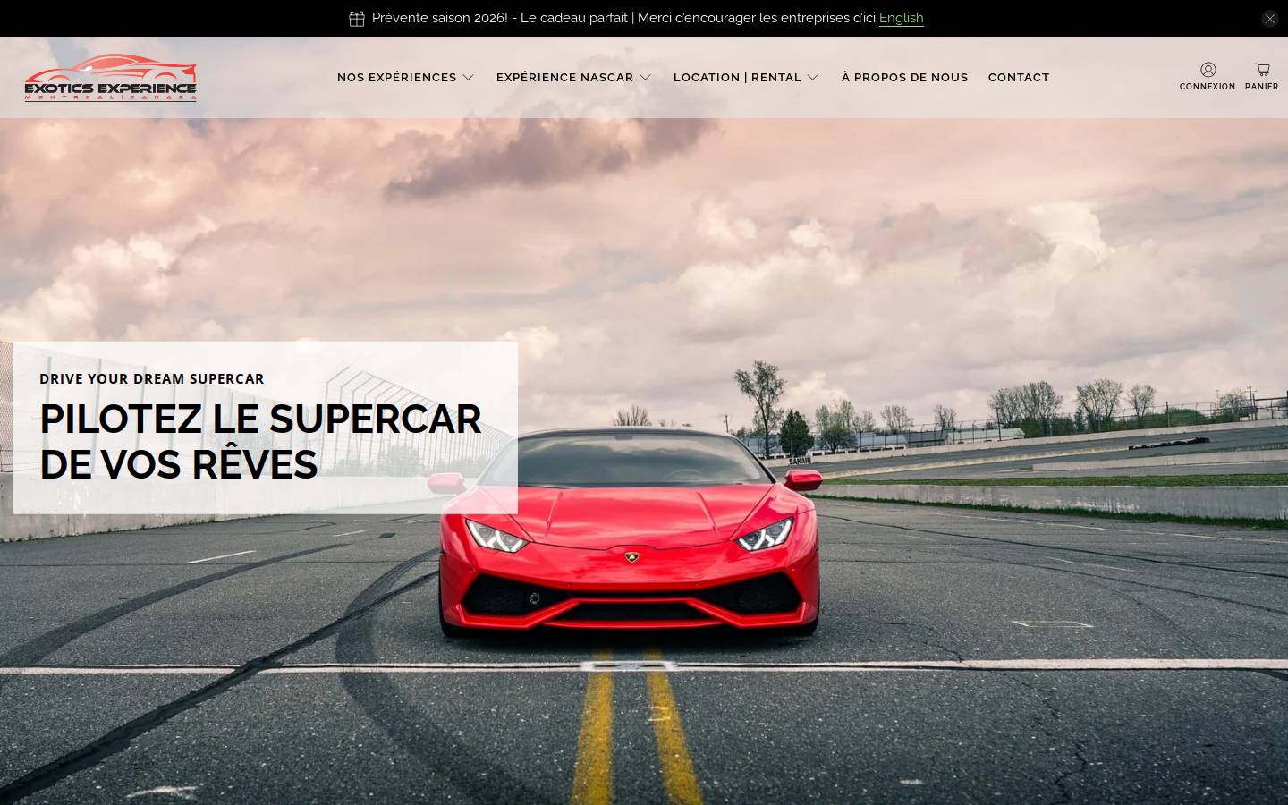 exoticsexperience.ca homepage screenshot