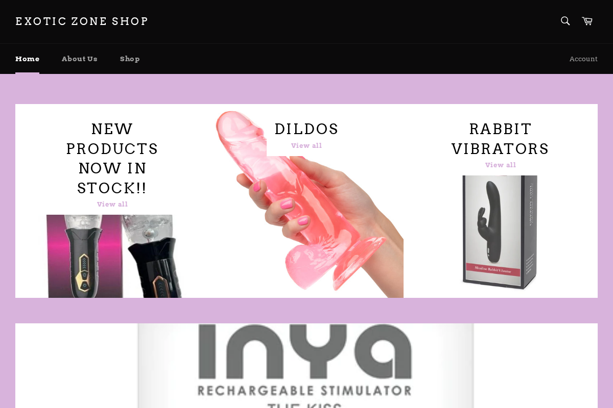 Exotic Zone Shop homepage screenshot