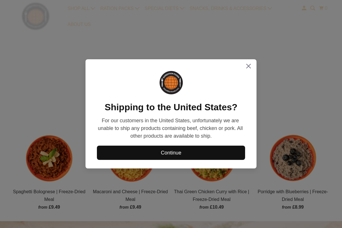 Expedition Foods homepage screenshot
