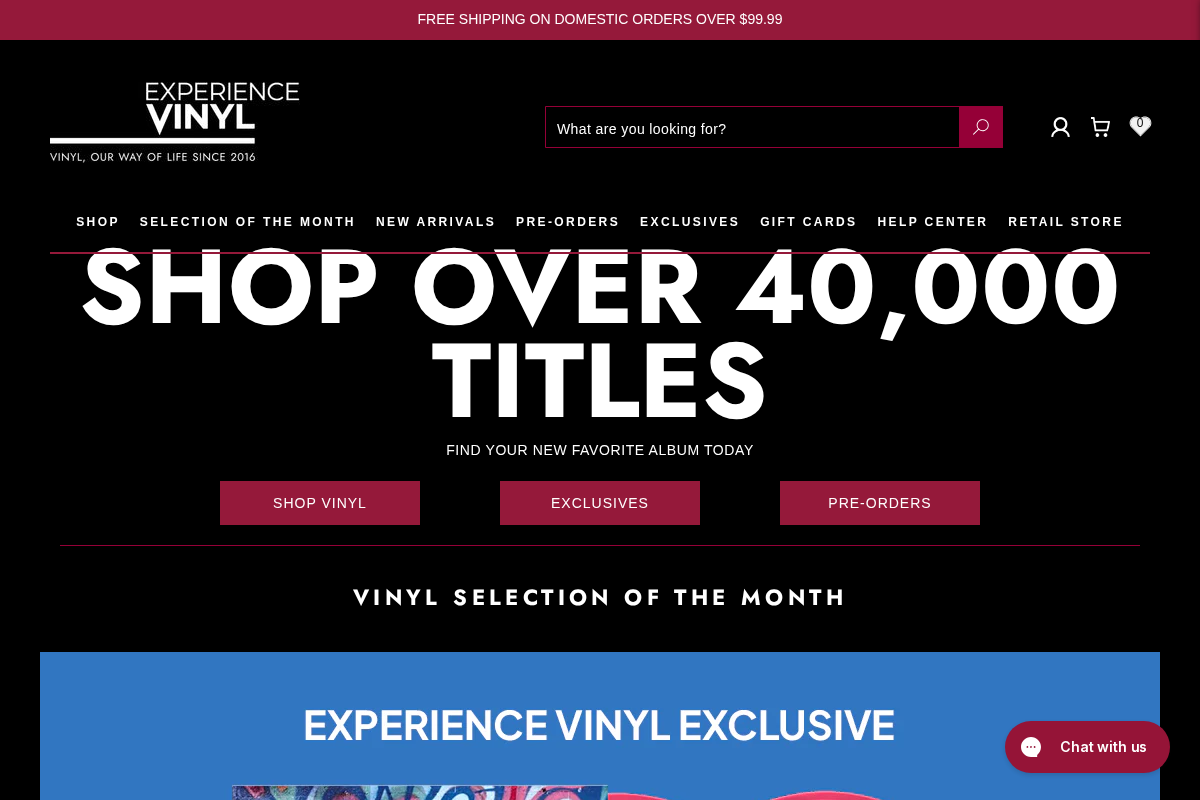 experiencevinyl.com homepage screenshot