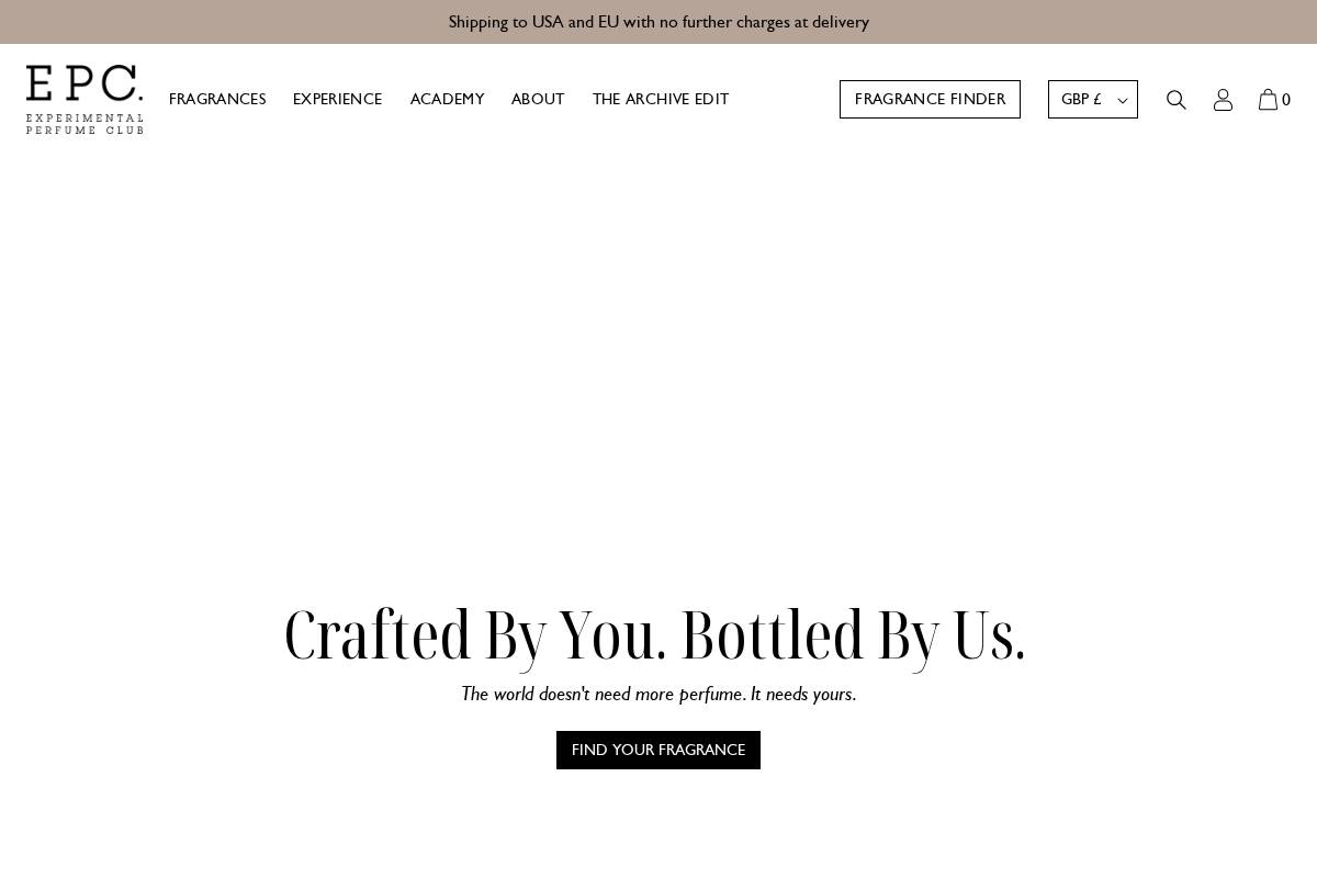 experimentalperfumeclub.com homepage screenshot