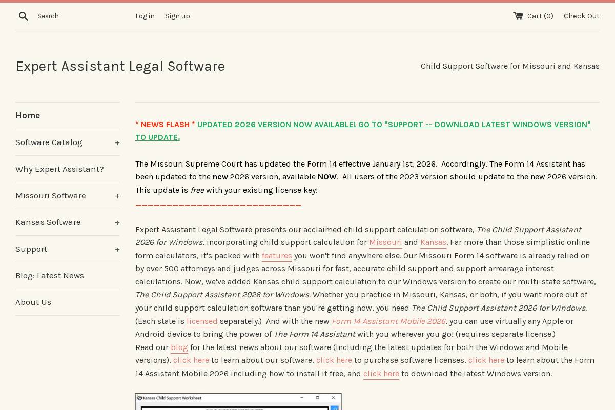 expertassistantlegalsoftware.com homepage screenshot