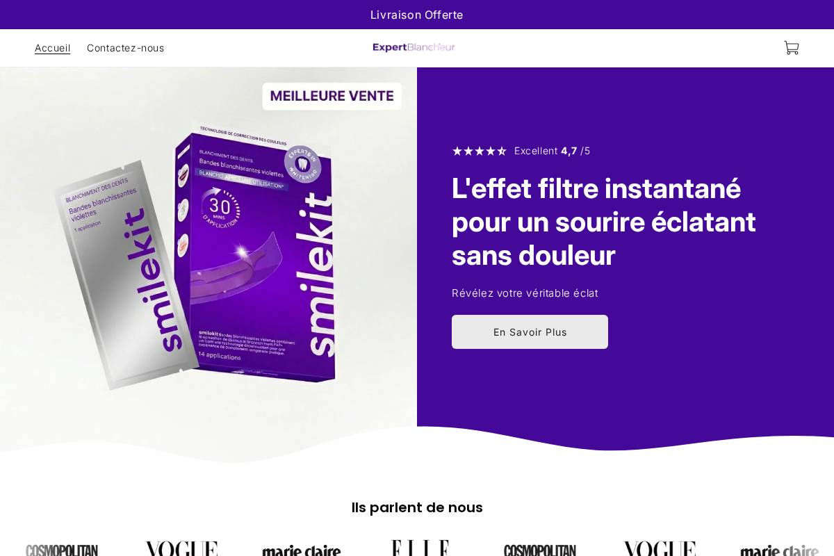 Expertblancheur homepage screenshot