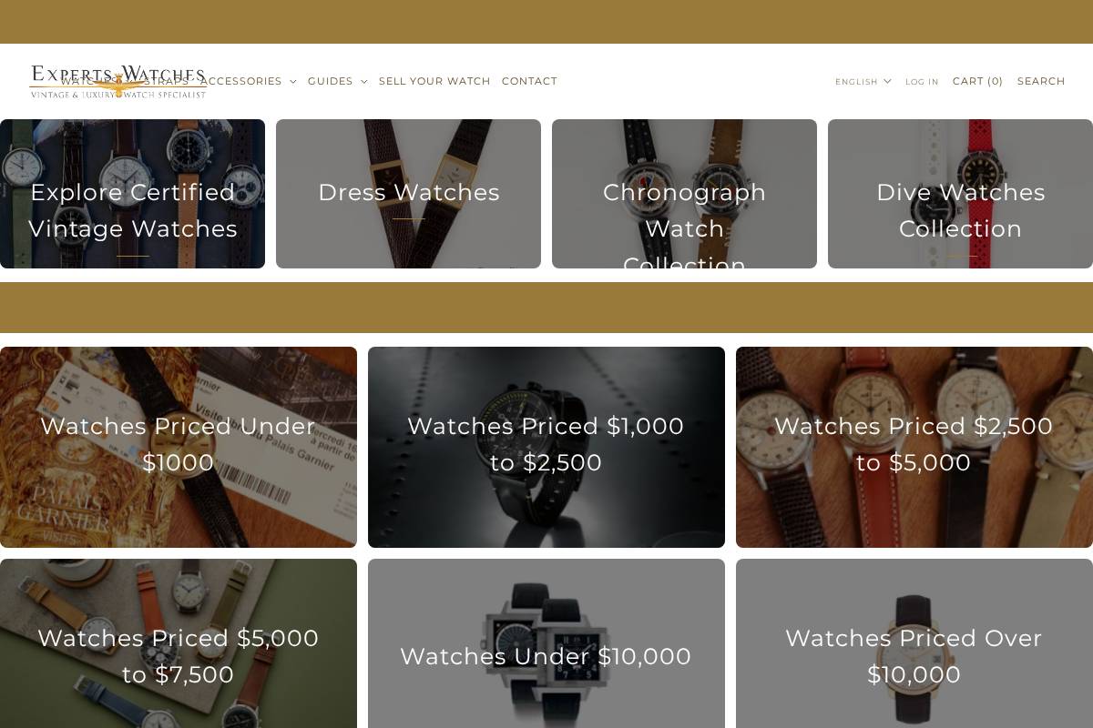 Experts Watches homepage screenshot