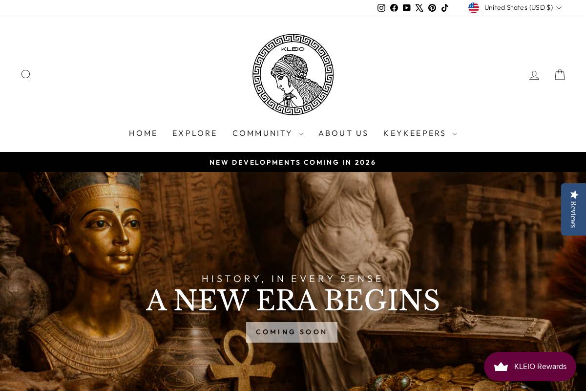 explorekleio.com homepage screenshot