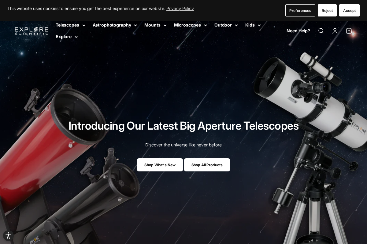 Explore Scientific homepage screenshot