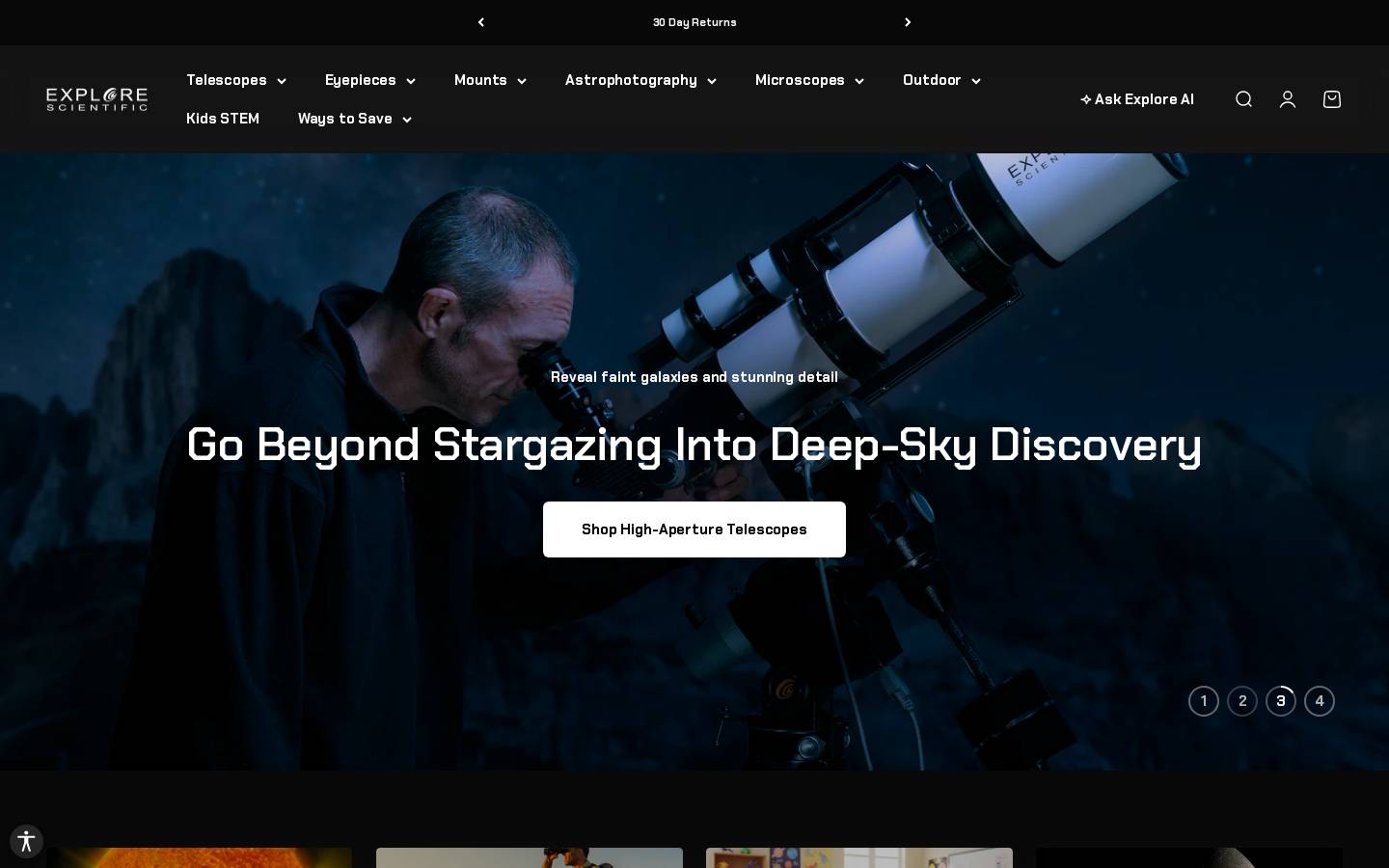 explorescientific.com homepage screenshot