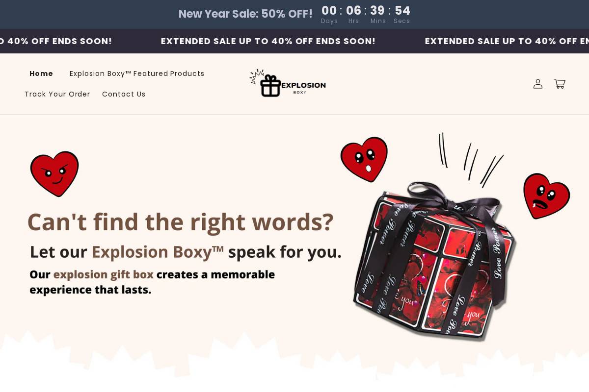 explosionboxy.com homepage screenshot