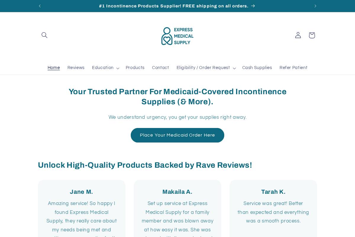 expmedsupply.com homepage screenshot
