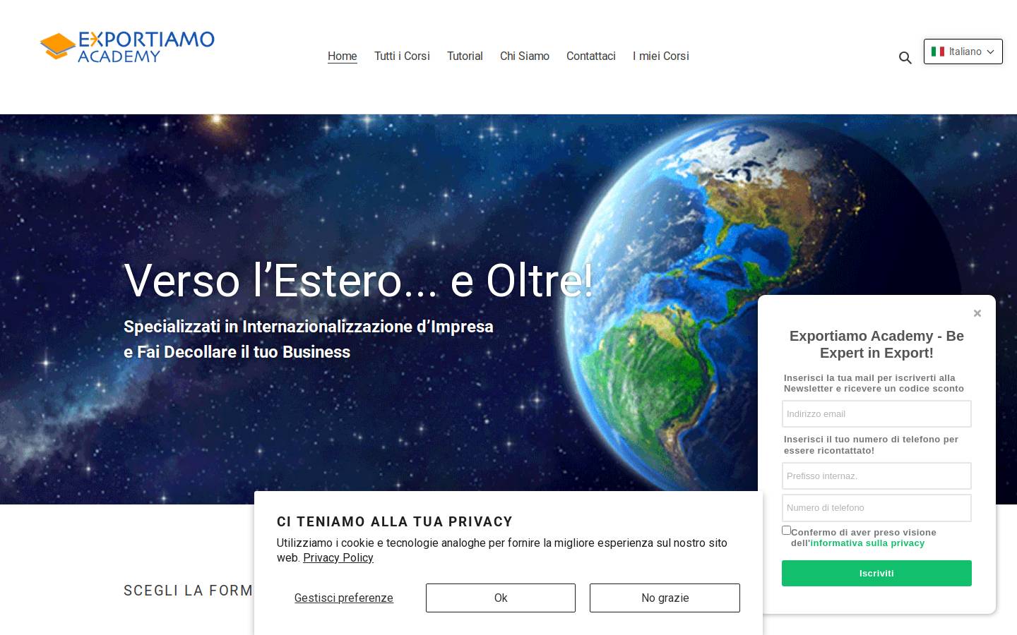 exportiamoacademy.com homepage screenshot