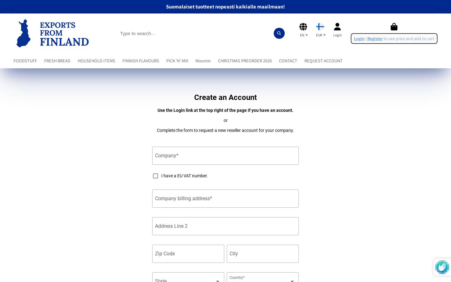 exportsfromfinland.com homepage screenshot