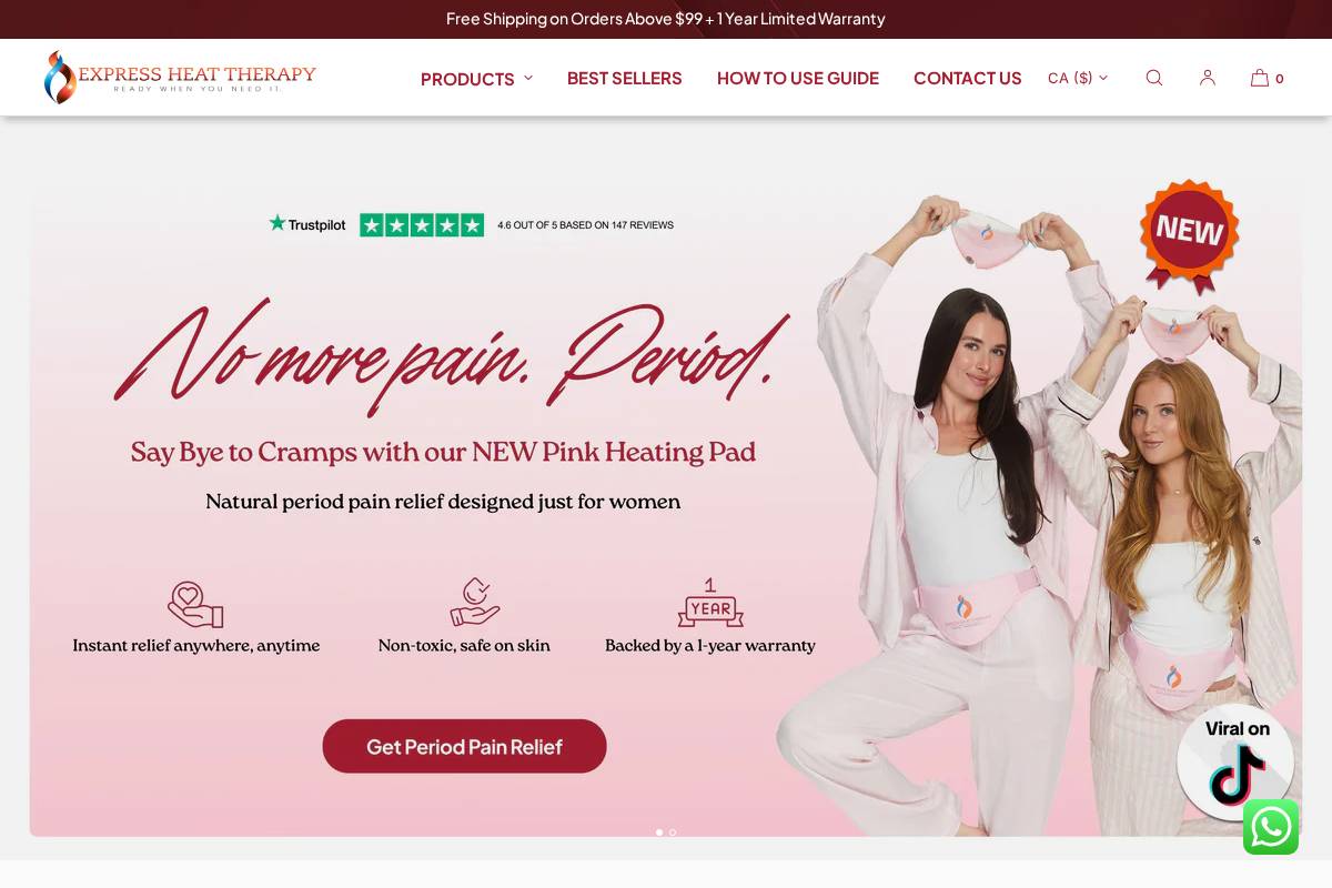 Express Heat Therapy homepage screenshot